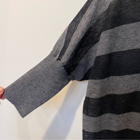 VINCE BATEAU DOLMAN TUNIC SWEATER in Black/Gray Stripe - Picture 3 of 7